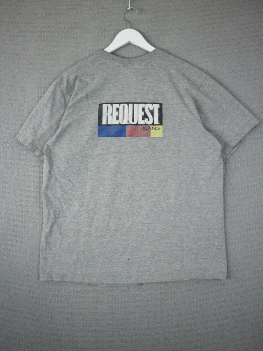 Request Brand Grey Distressed Graphic Tee Vintage 1990s Made in Canada
